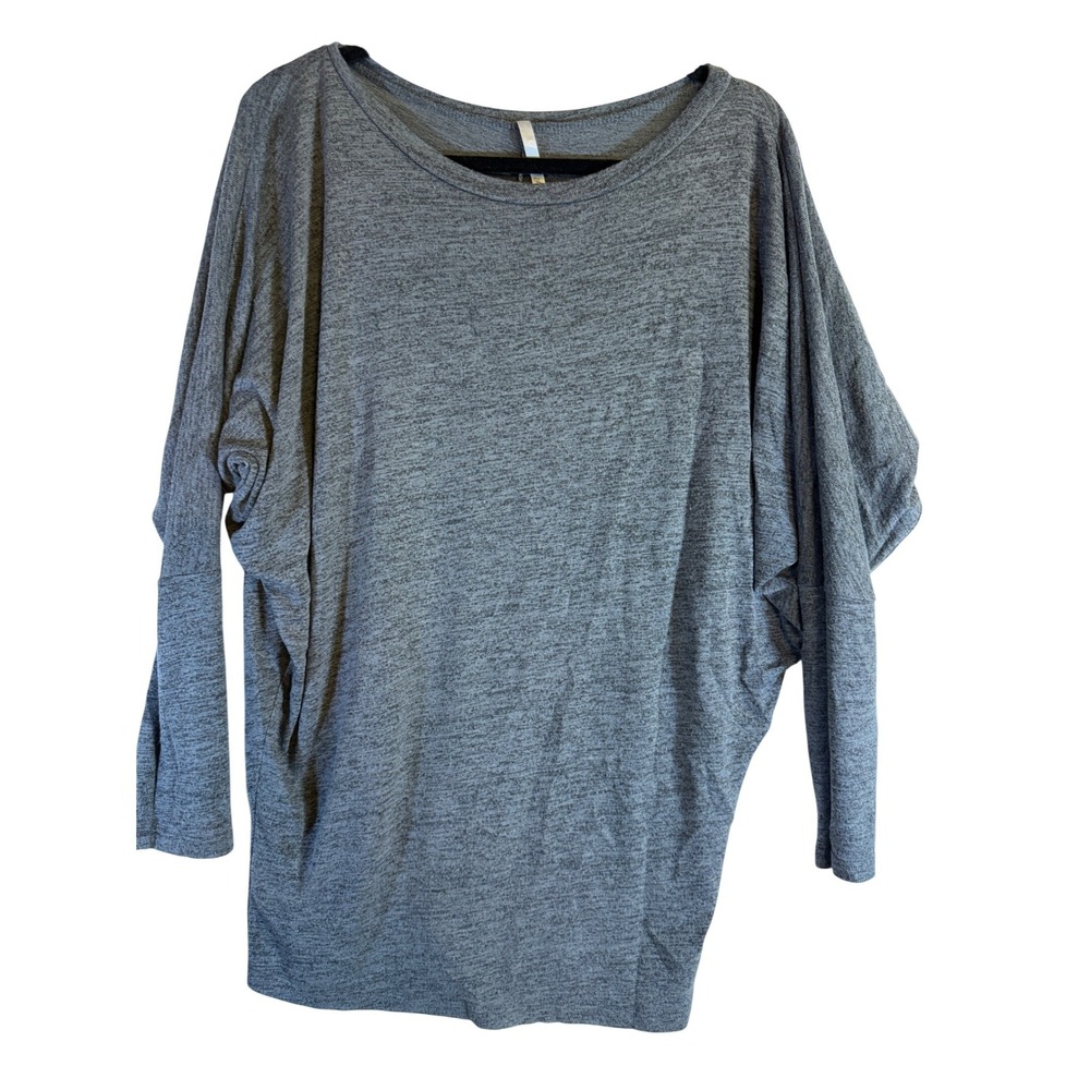 Love In Womens Heather Grey Dolman Sleeve Oversized Scoop Neck Knit Top L/XL